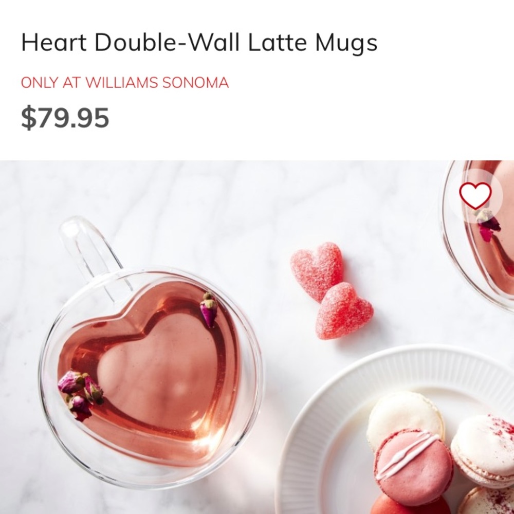 Williams-Sonoma Heart Double Wall Latte Mug - quantity of 1 (up to 3 available)